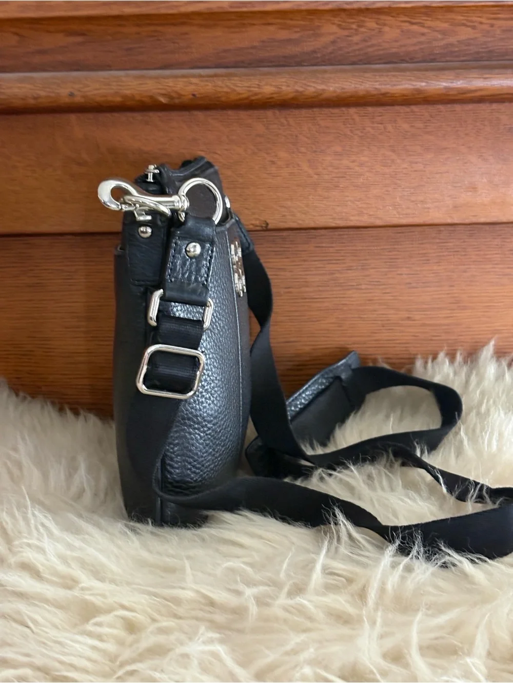 Coach Julia Black Pebbled Leather Crossbody Bag